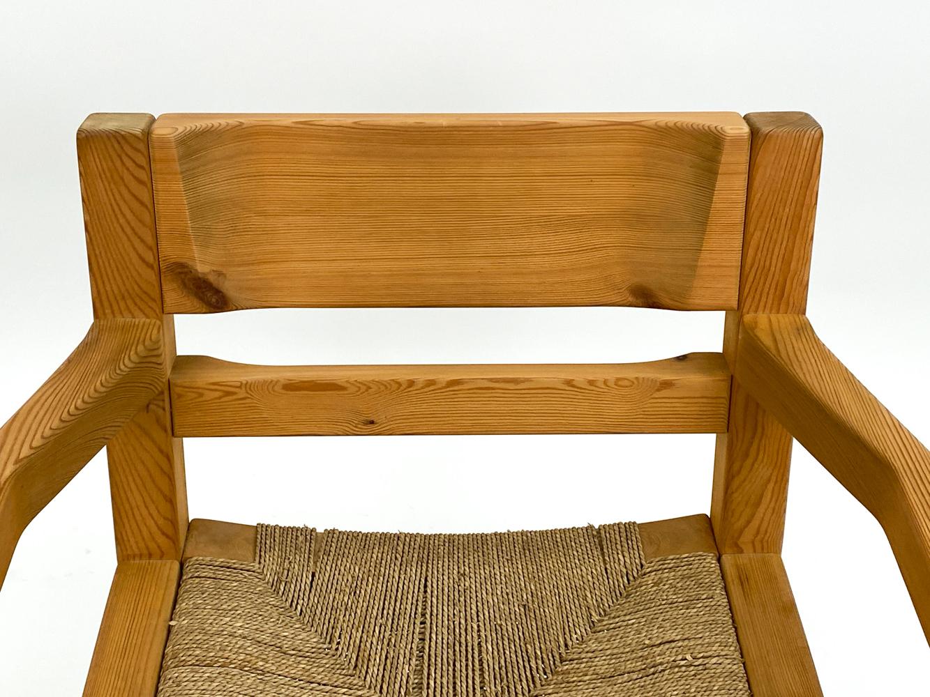 Pair of Tage Poulsen Pine & Rush Seat Lounge Chairs, c. 1970's For Sale 6