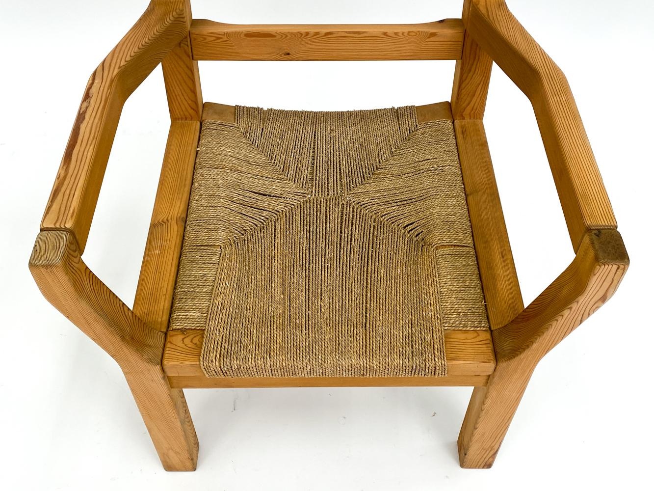Pair of Tage Poulsen Pine & Rush Seat Lounge Chairs, c. 1970's For Sale 7