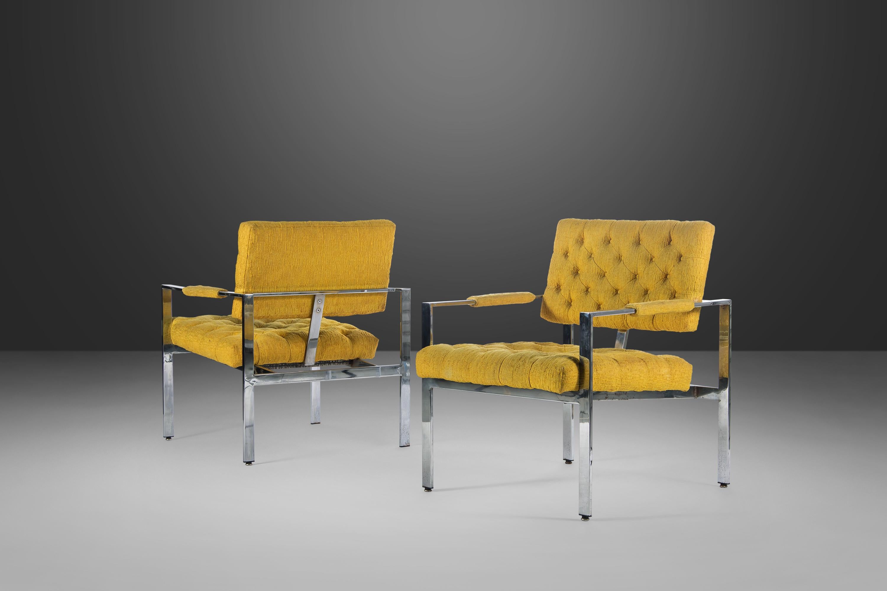 Pair of Chrome Lounge Chairs by Milo Baughman for Thayer Coggin, USA, c. 1970's For Sale 4