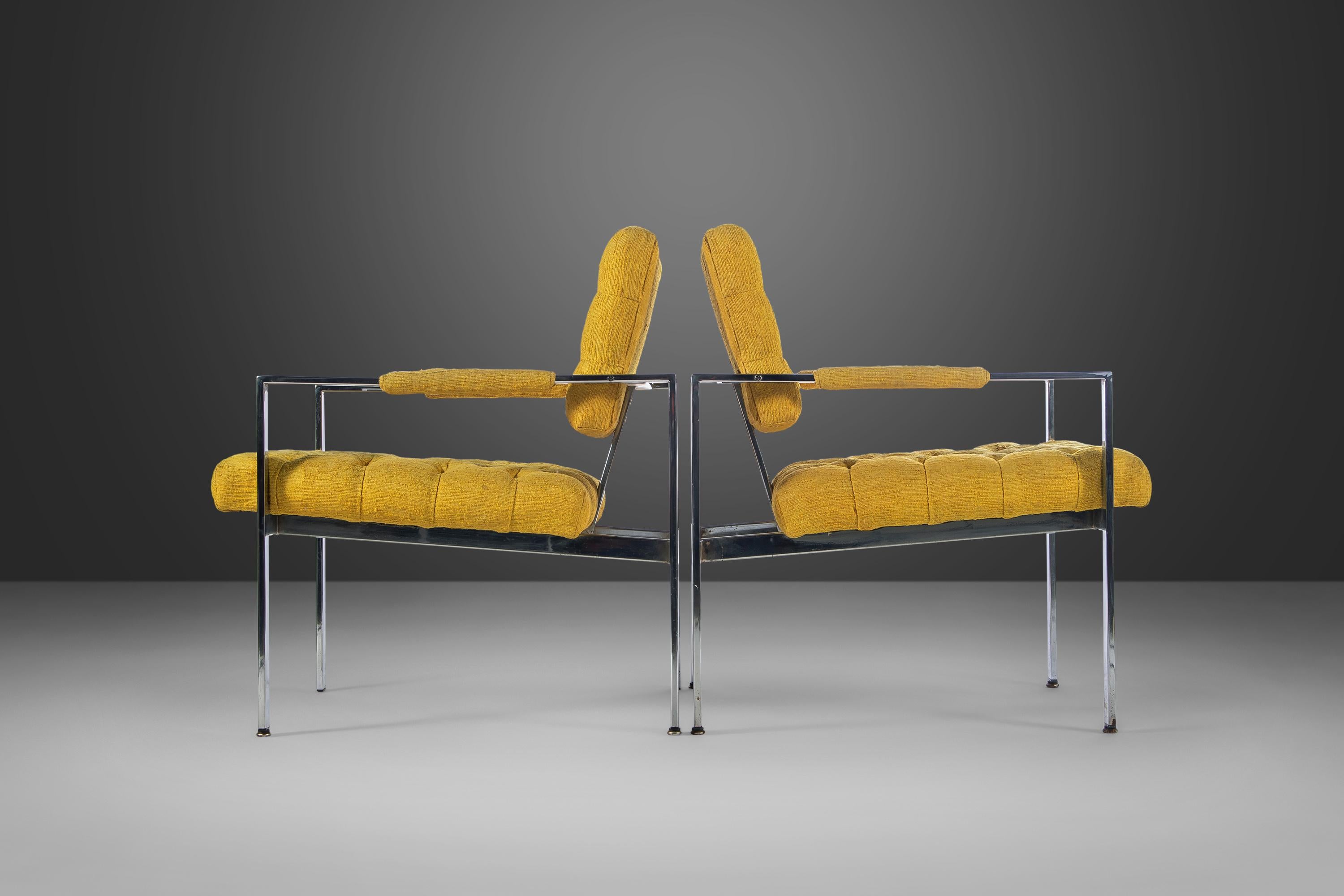 Pair of Chrome Lounge Chairs by Milo Baughman for Thayer Coggin, USA, c. 1970's For Sale 3