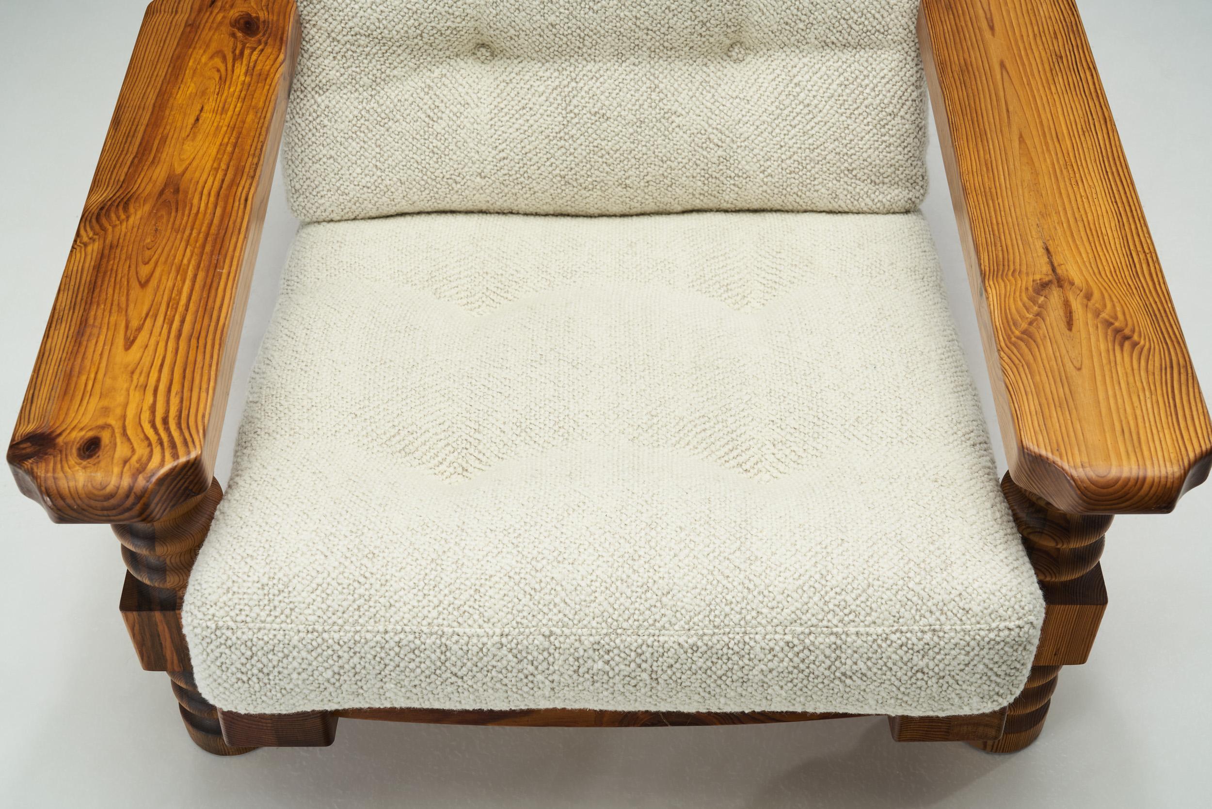 Pair of “Tälja” Armchairs with Sculpted Legs by Sven Larsson, Sweden 1960s For Sale 1