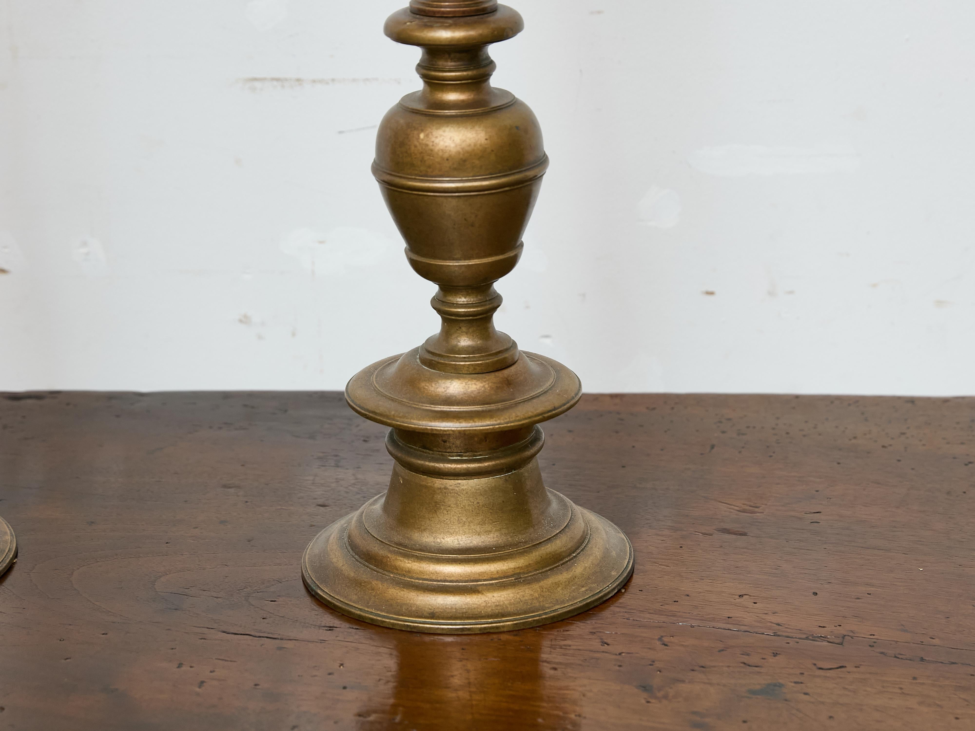 Pair of Tall 18th Century Italian Bronze Pricket Candlesticks For Sale 9