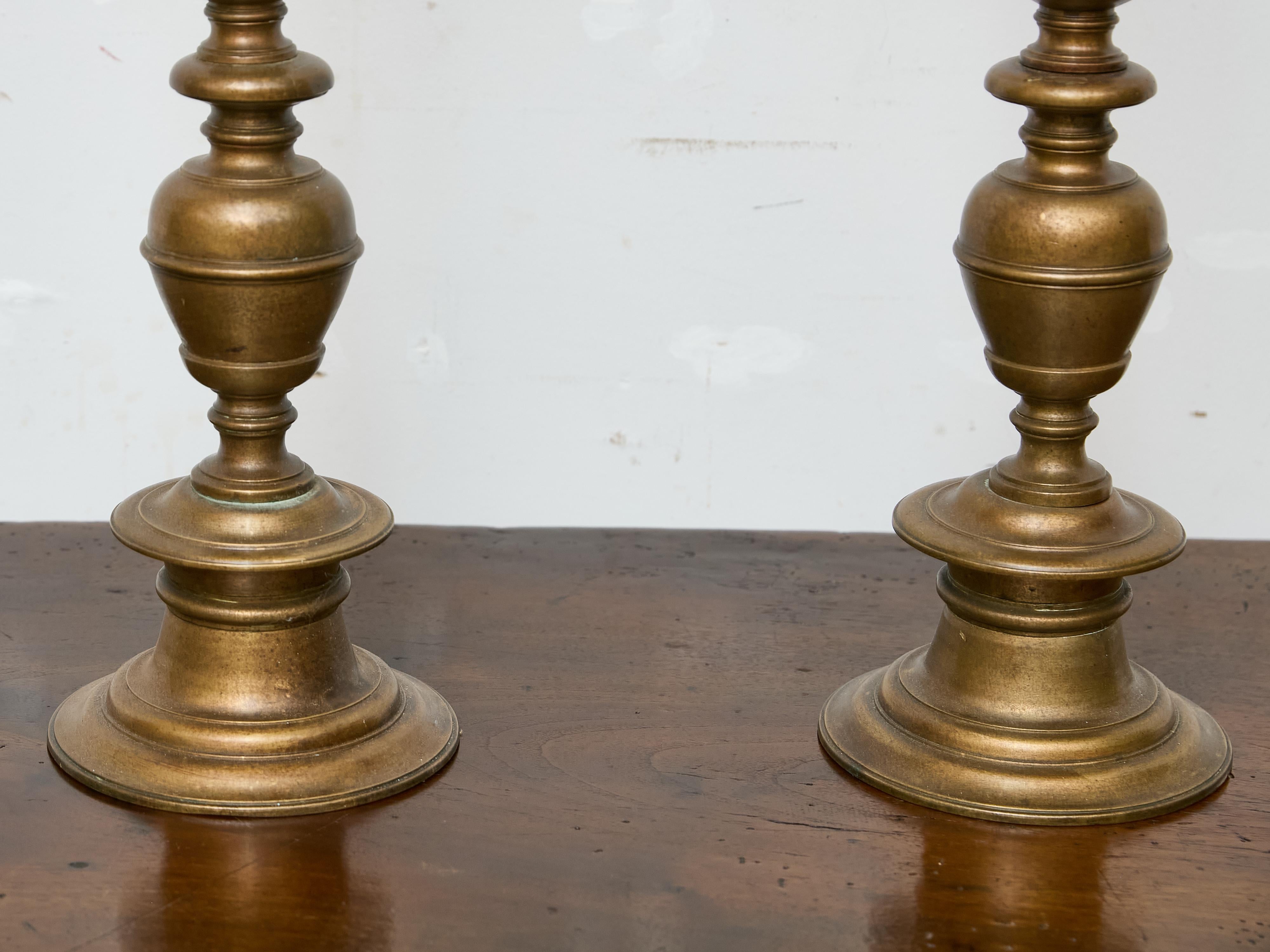 Pair of Tall 18th Century Italian Bronze Pricket Candlesticks For Sale 12