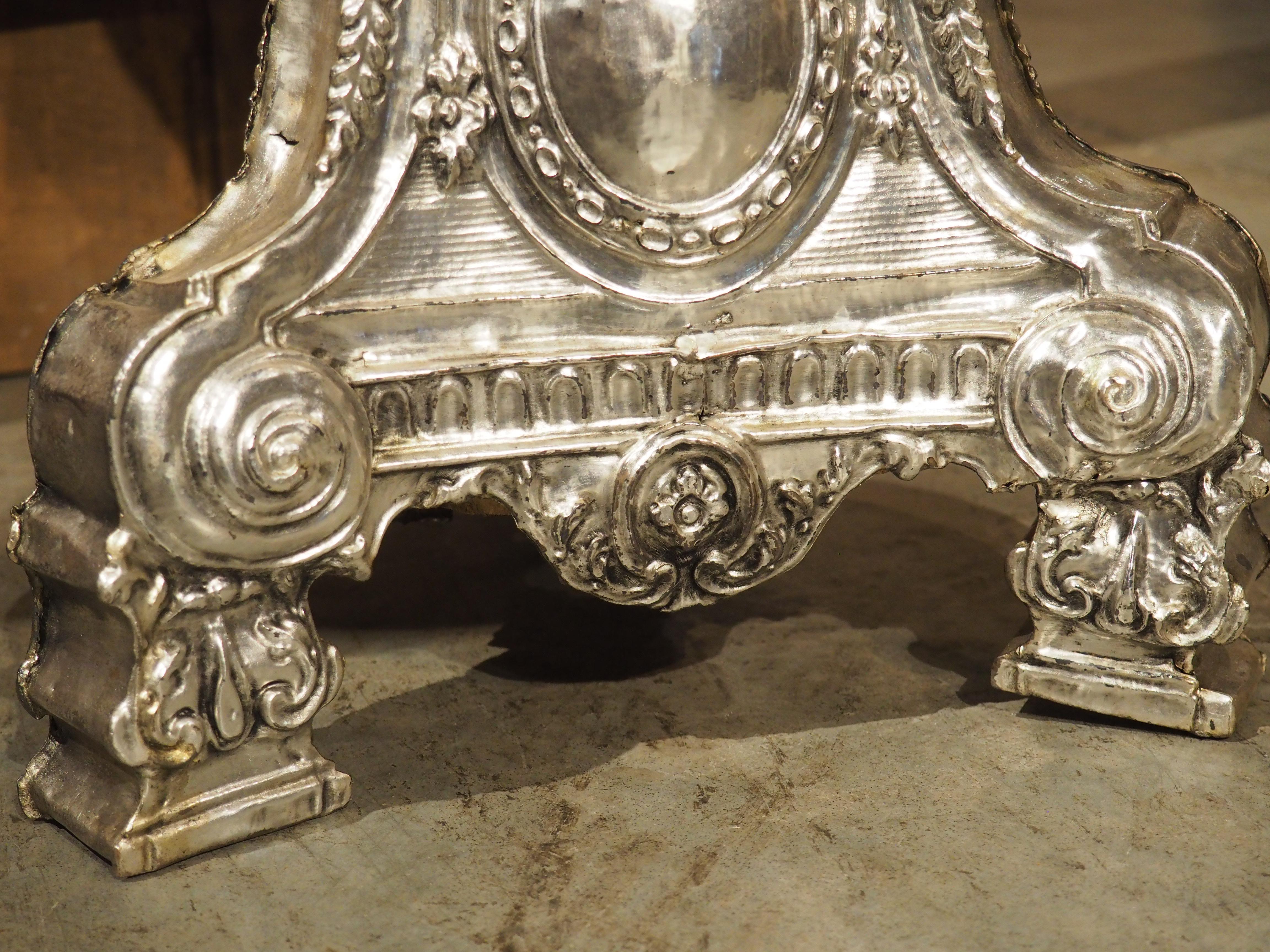 Pair of Tall 18th Century Silvered Brass Candlesticks from France For Sale 9