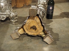 Paire de grands chandeliers en laiton argenté du 18ème siècle de France