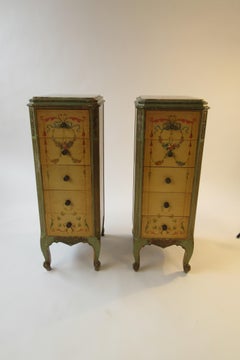 Pair of Tall 1920s Marble-Top Adams Style Side Tables
