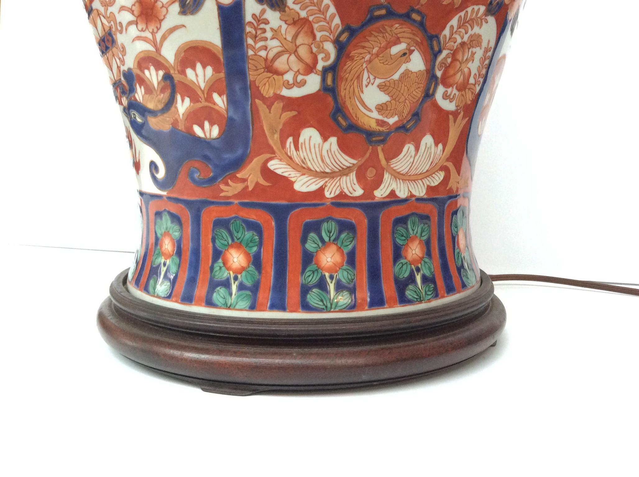Pair of Tall 1940s Imari Ceramic Table Lamps 4
