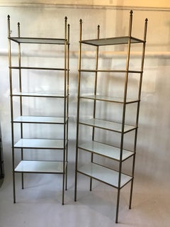 Pair of Tall 1960s Brass Étagères