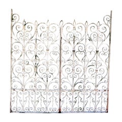 Antique Pair of Tall 19th Century French Wrought Iron Gates