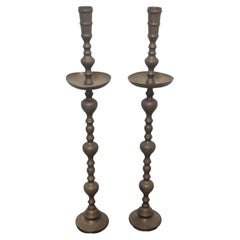 Pair of Tall 49 in High Brass Candles Sticks