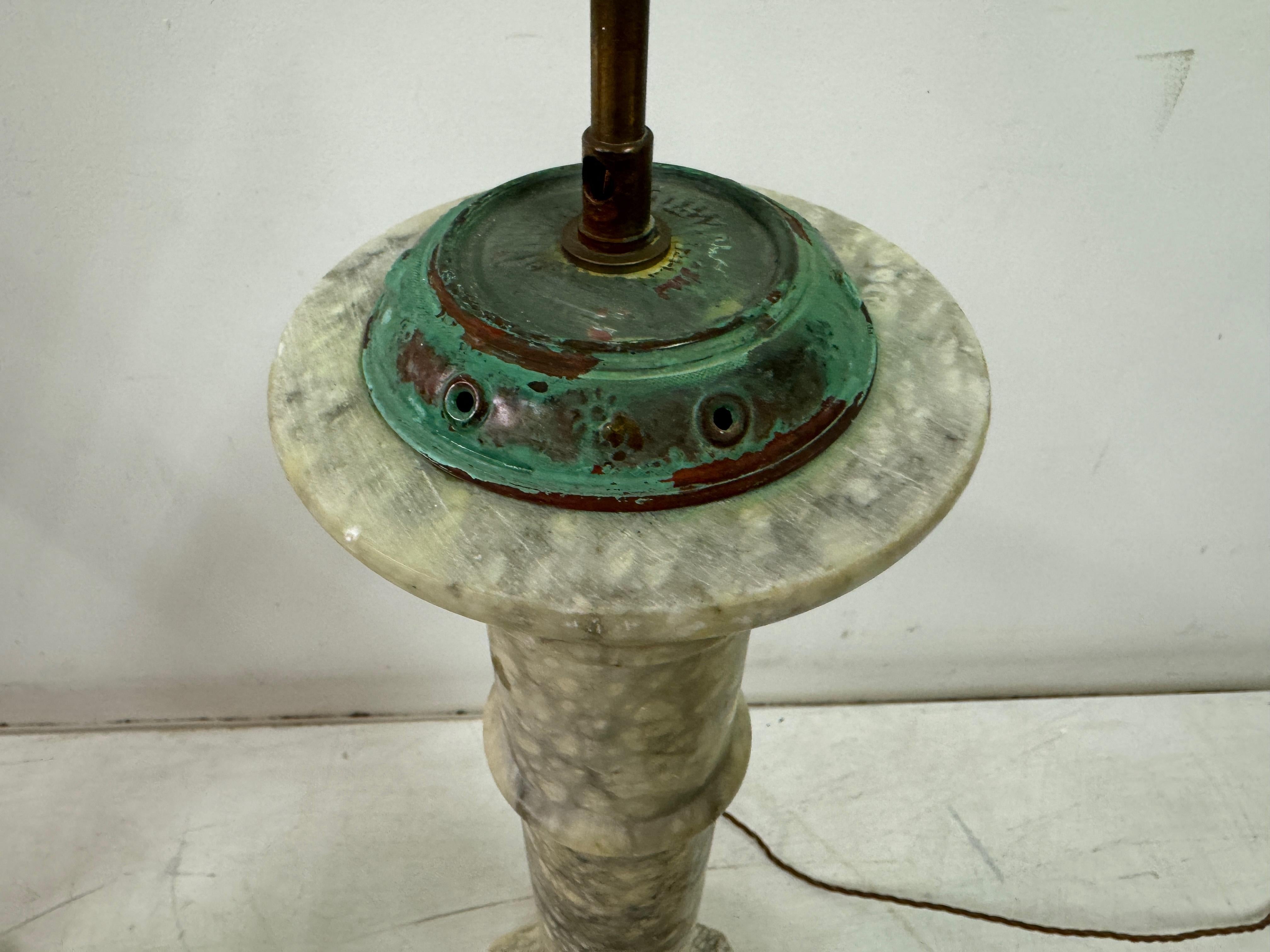 Pair of Tall Alabaster Column Table Lamps 6