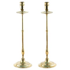 Pair of Tall Antique Brass Candlesticks