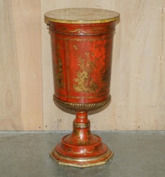 PAiR OF TALL ANTIQUE CHINESE CHINOISERIE SIDE TABLES MIT CUPBOARD BASE DRAWERS