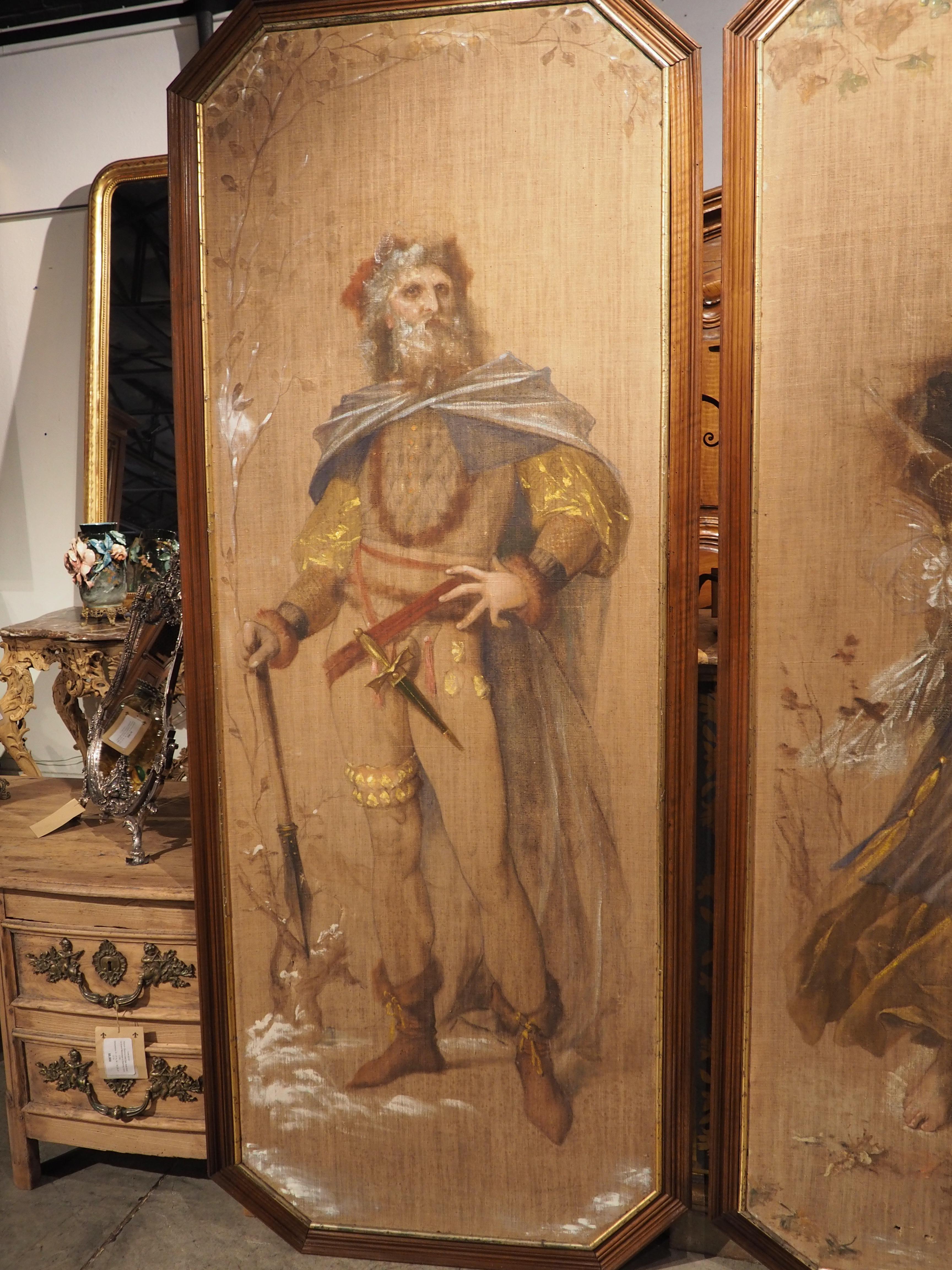 Pair of Tall Antique French Paintings, The Allegories of Autumn and Winter, 1879 12