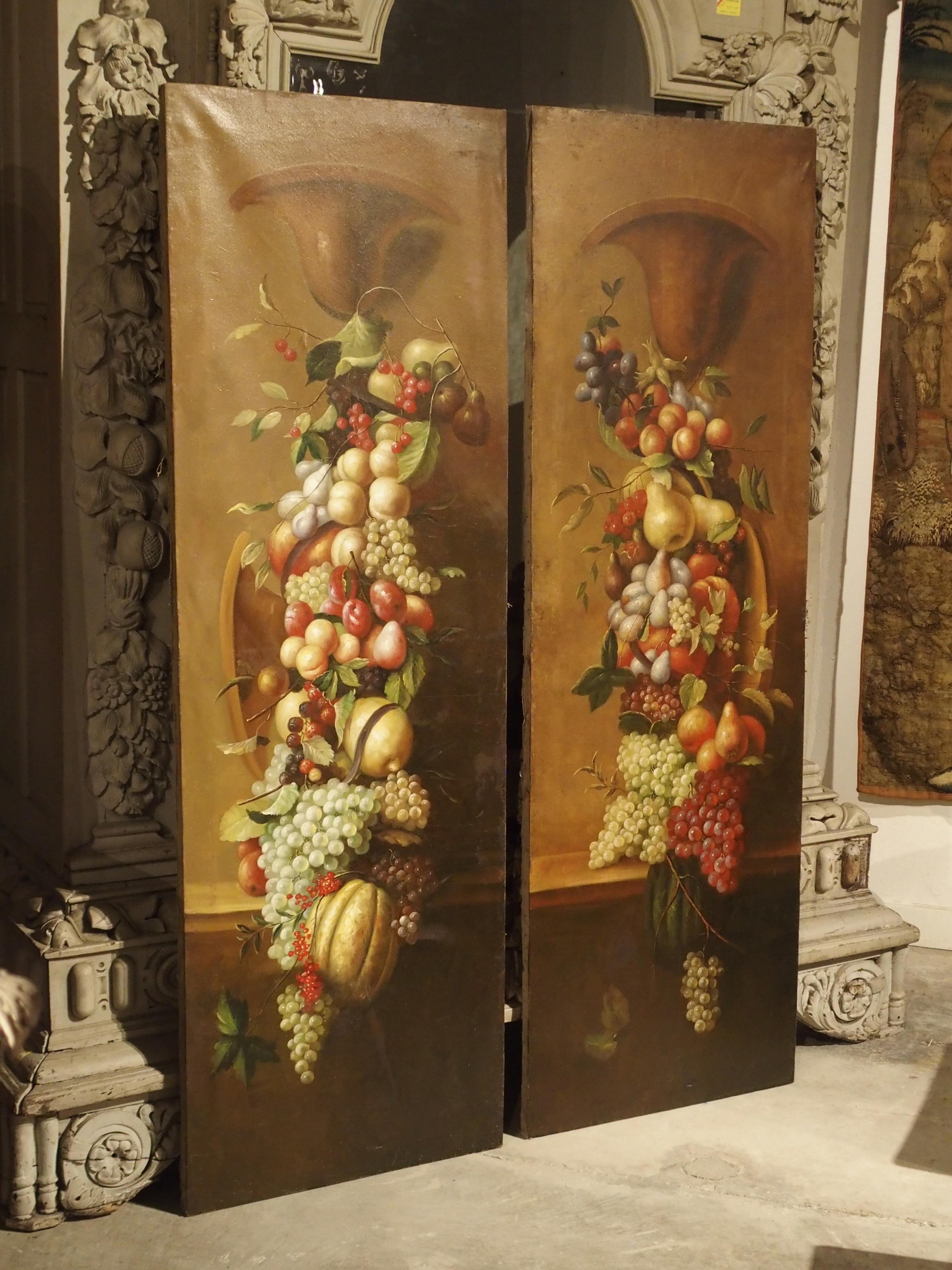 Pair of Tall Antique Italian Still Life Paintings, circa 1900 For Sale 7
