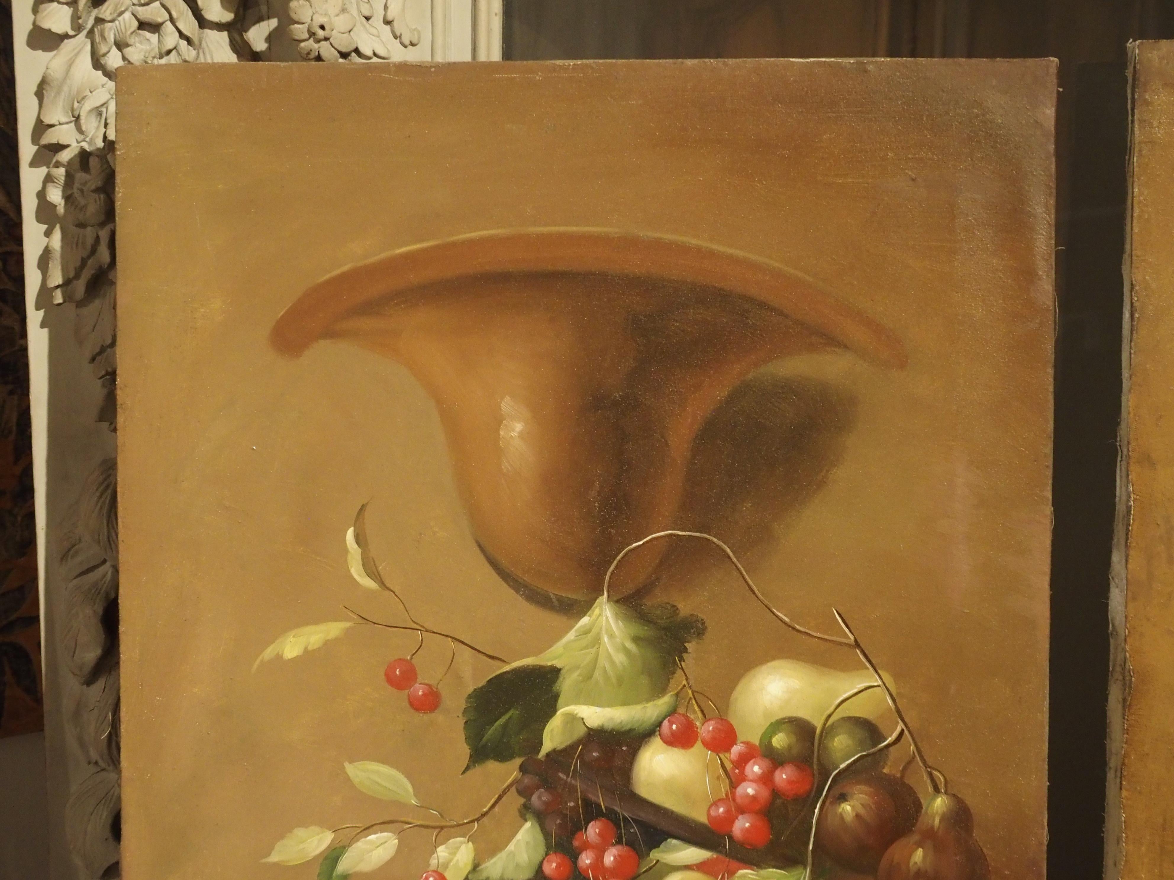 Pair of Tall Antique Italian Still Life Paintings, circa 1900 For Sale 2