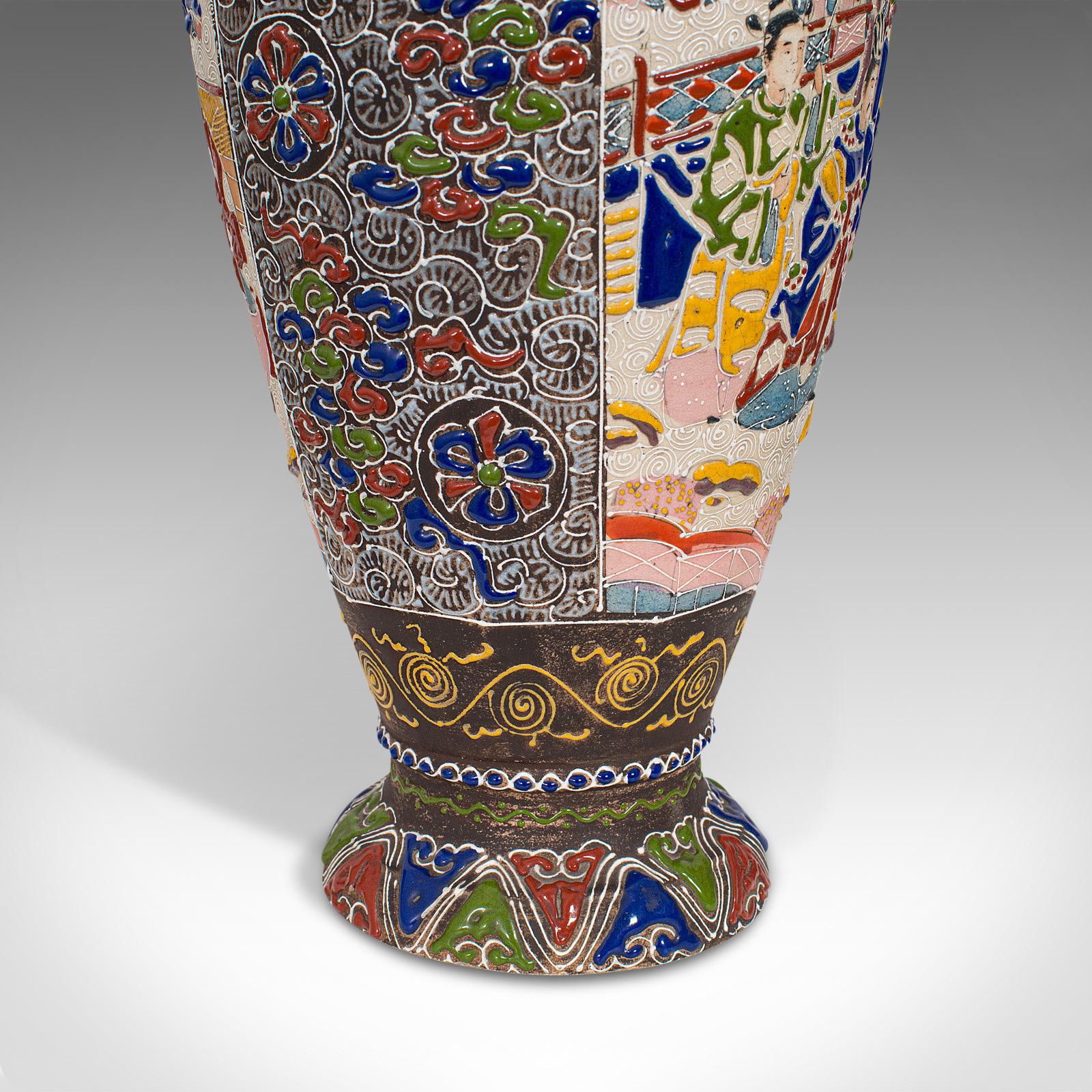 Pair of Tall Antique Satsuma Vases, Japanese, Ceramic, Decorative, Moriage, 1900 6