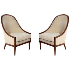 Pair of Tall Arch Back Lounge Chairs Attributed to Jacques Grange
