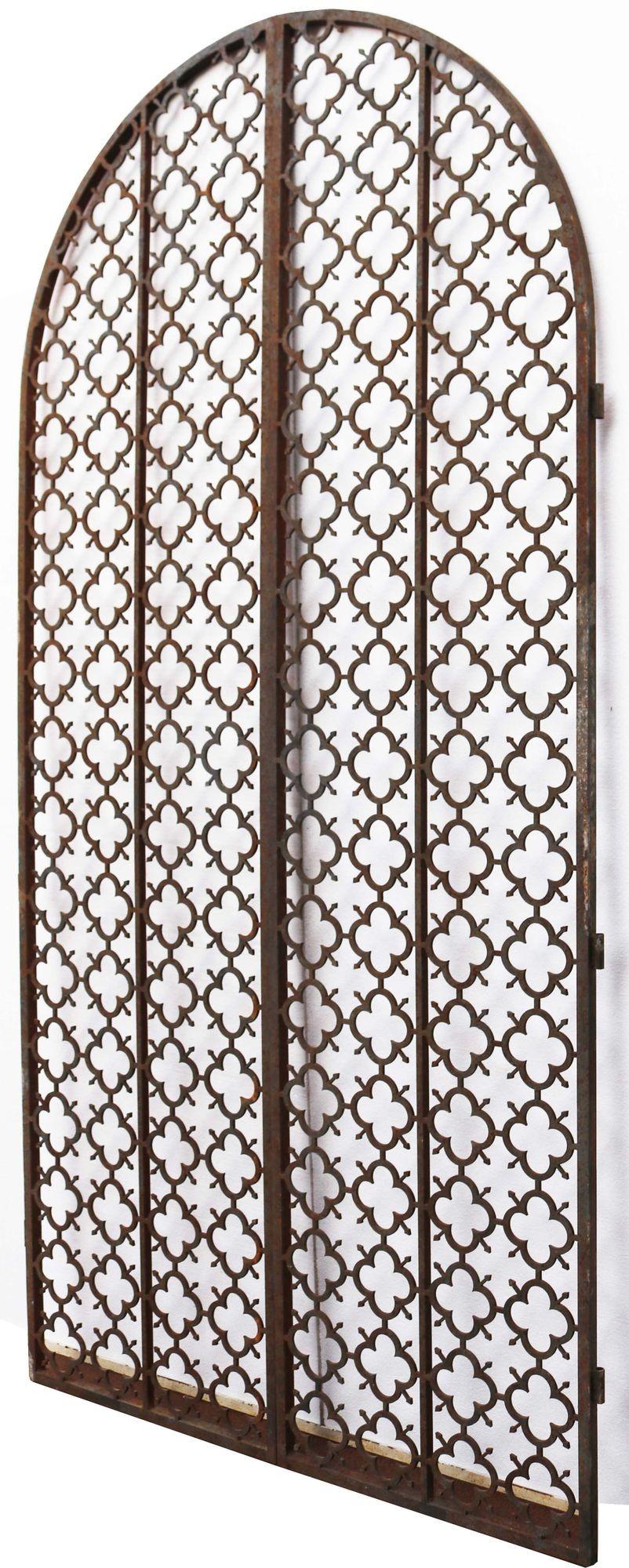 20th Century Pair of Tall Arched Metal Side Gates For Sale