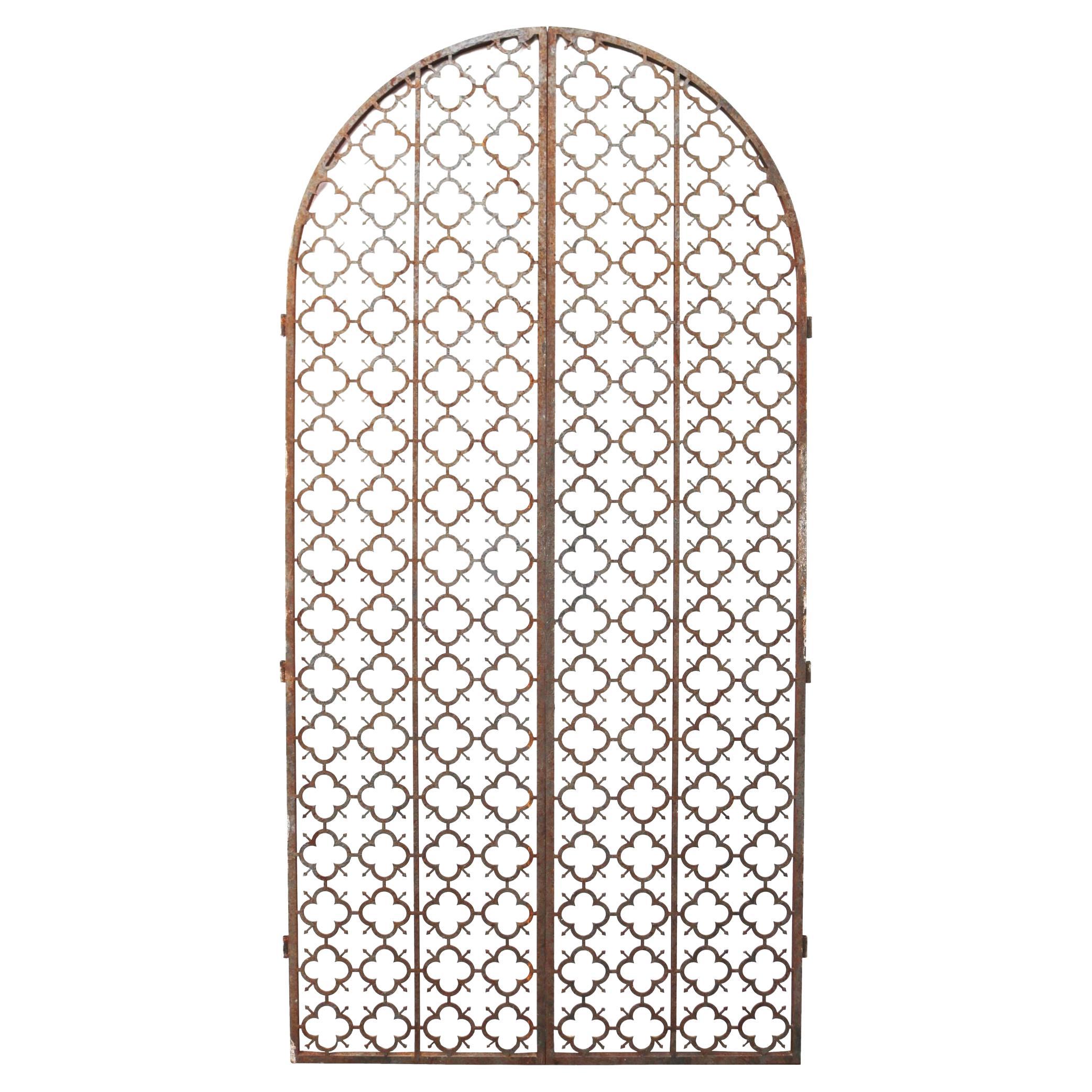 Pair of Tall Arched Metal Side Gates For Sale