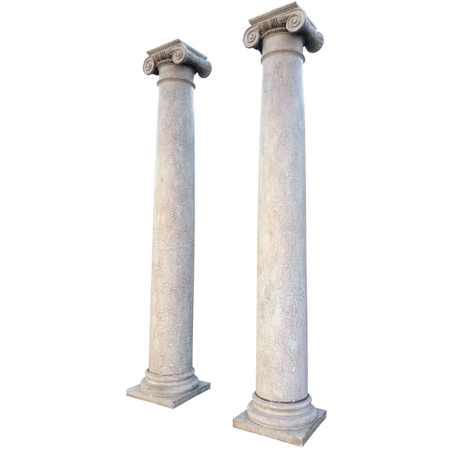 Pair of tall Architectural Ionic-Order columns.

They can be painted to fit into any interior

Each column comes in two part, top is separate from the column, see detailed image.