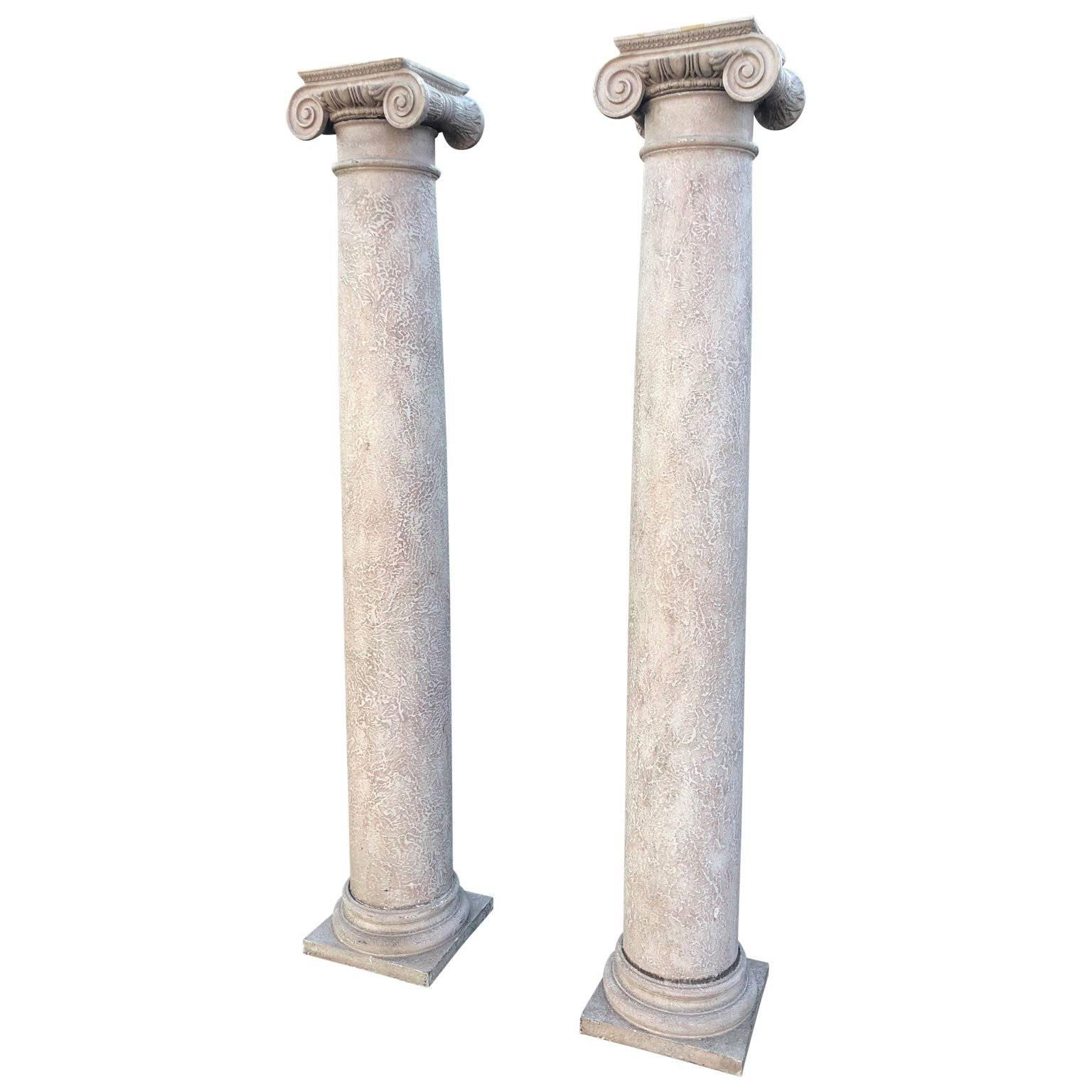 Pair of Tall Architectural Ionic-Order Columns