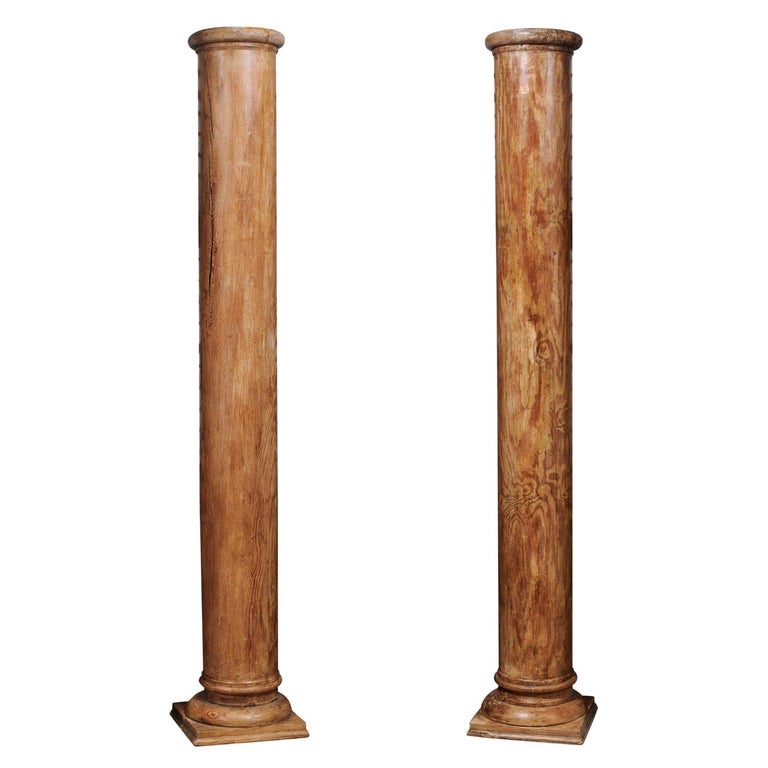 Pair of Tall Architectural Wood Columns at 1stDibs