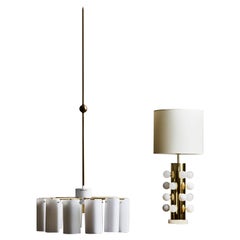 Pair of Tall Ark Chandeliers by Gert Nyström for Fagerhults Belysning