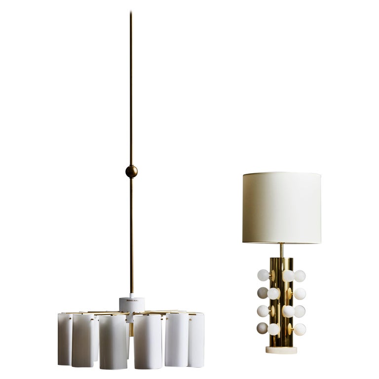 Pair of Tall Ark Chandeliers by Gert Nyström for Fagerhults Belysning For Sale