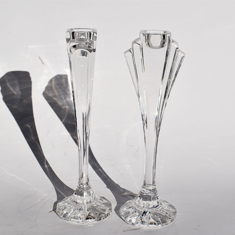 art deco glass candle holders