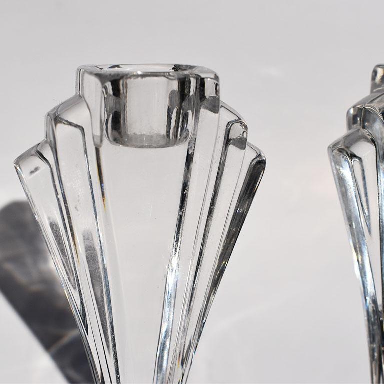 art deco crystal candle holders