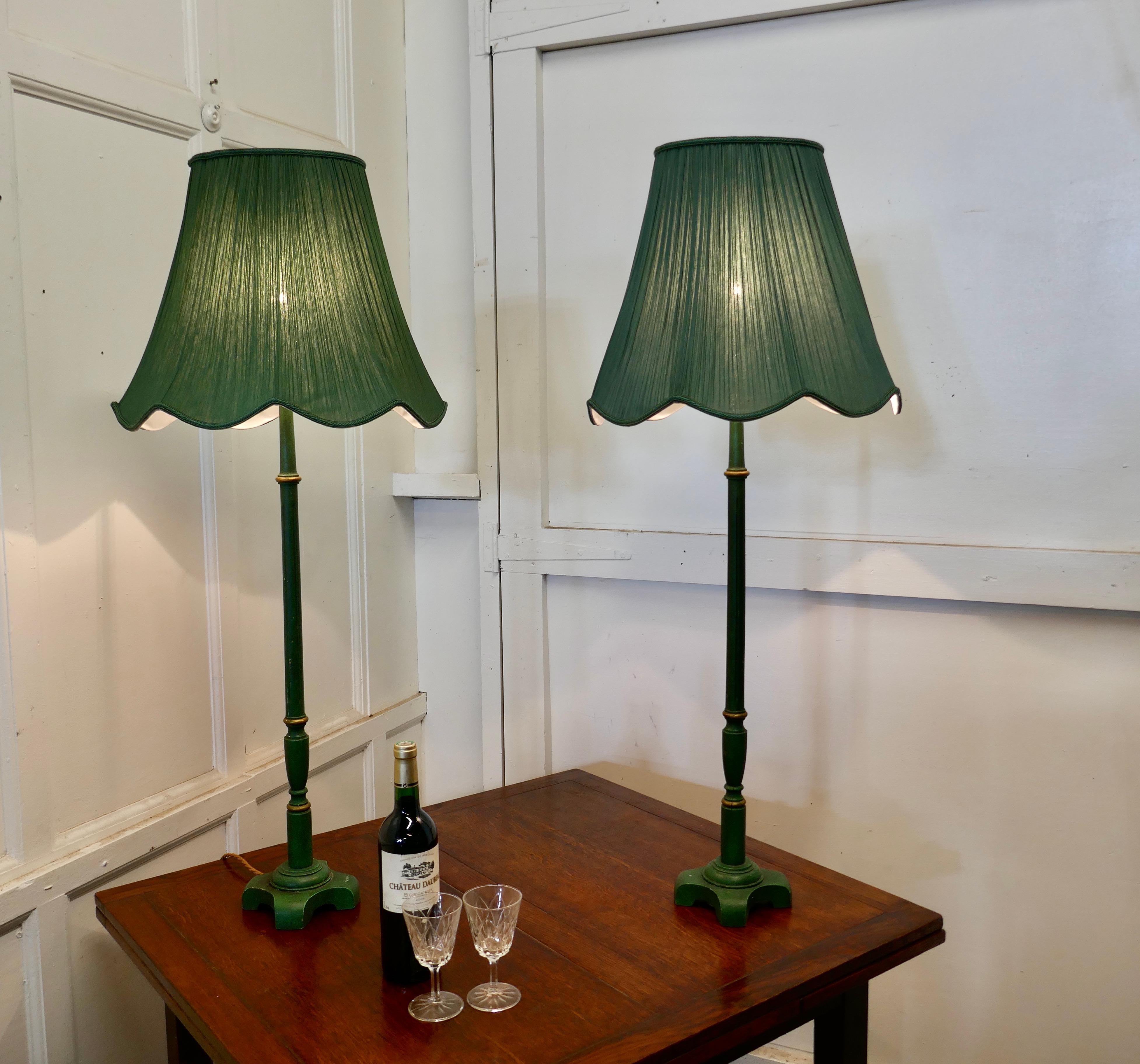 tall green lamps