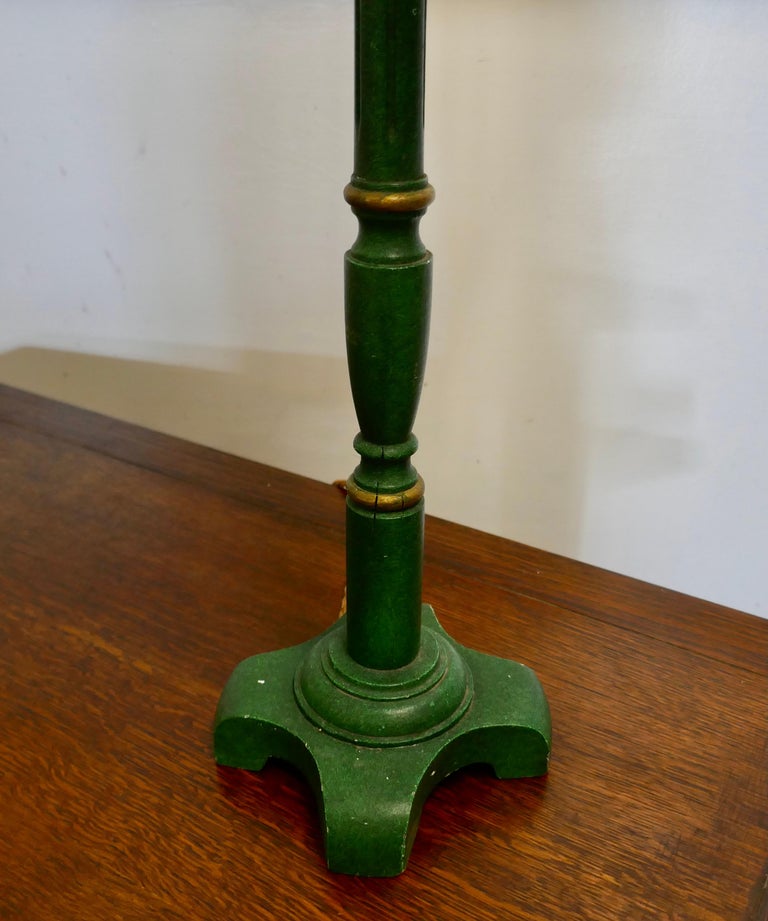 Wood Pair of  Tall Art Deco Green Table Lamps