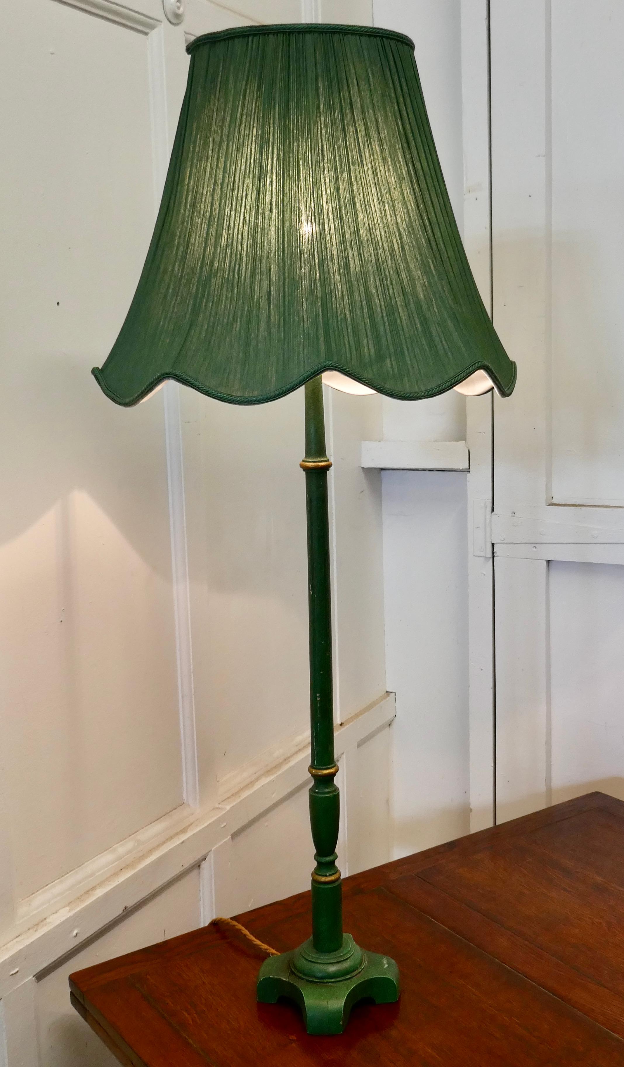 Pair of  Tall Art Deco Green Table Lamps 1