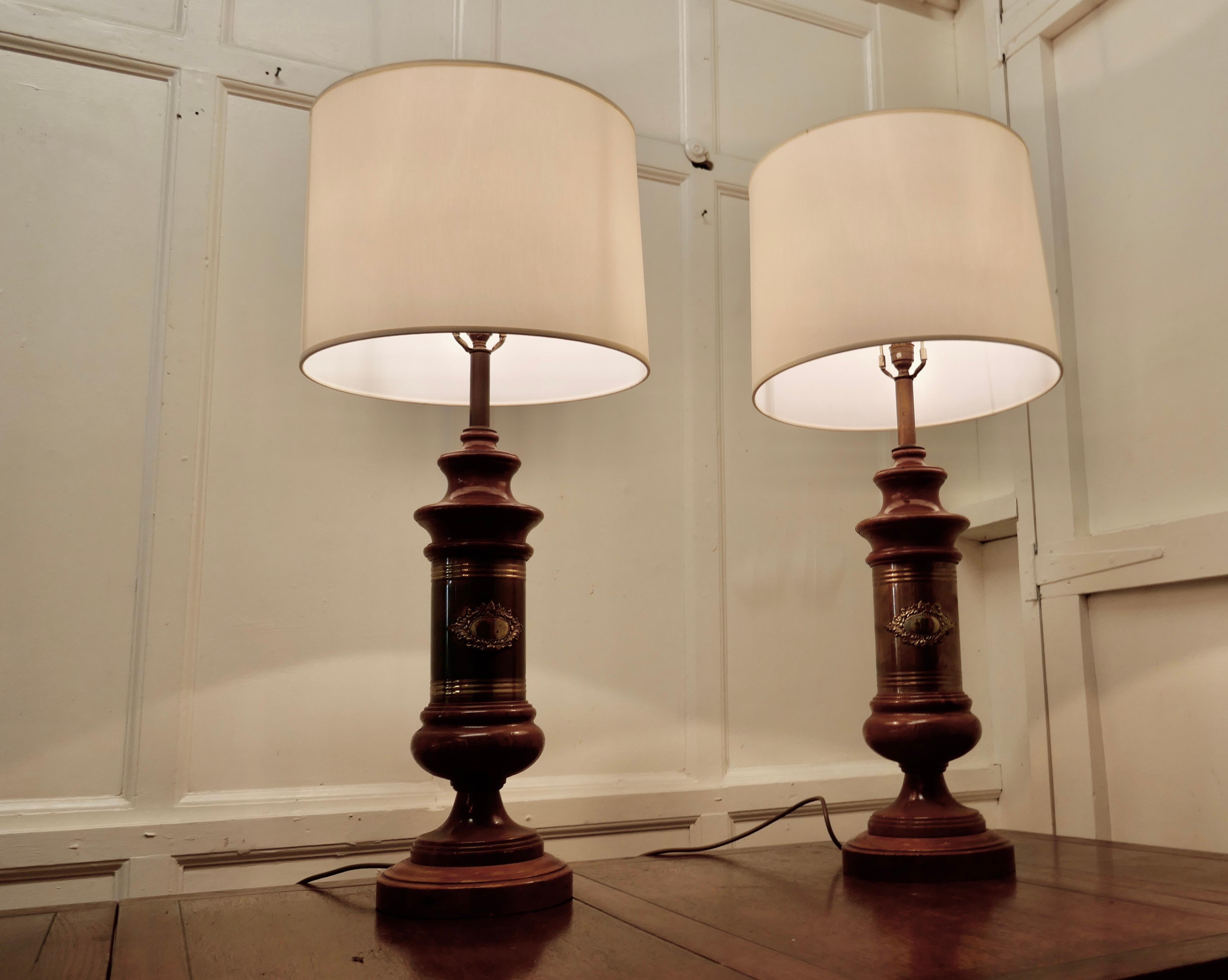 Pair of Tall Art Deco Style Column Table Lamps In Good Condition For Sale In Chillerton, Isle of Wight