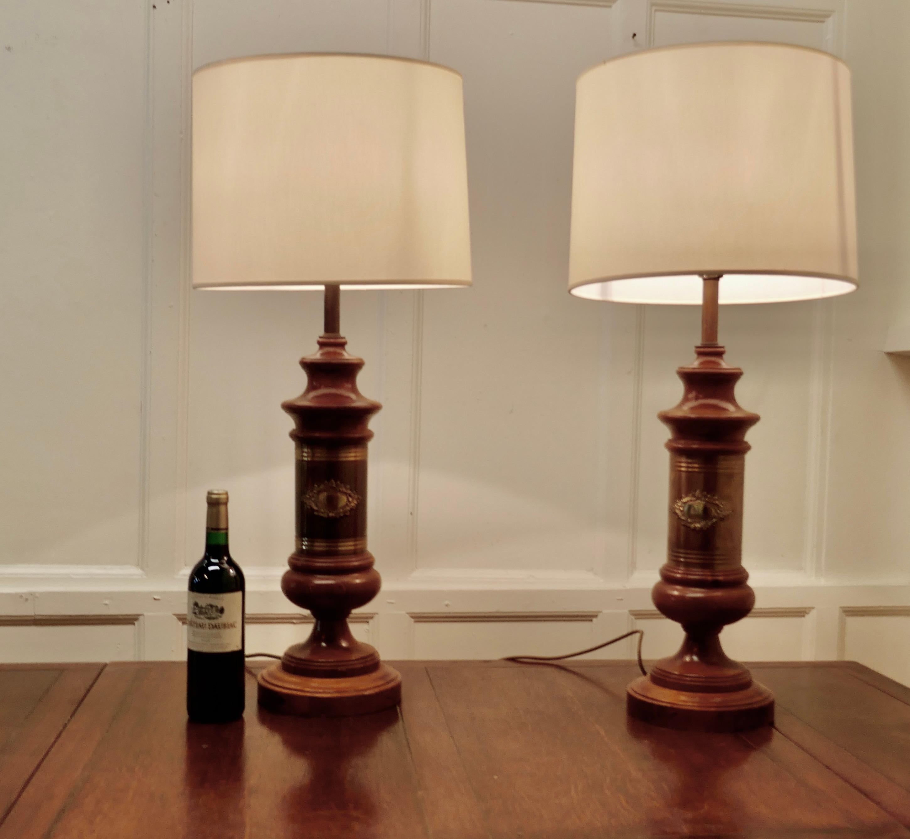 Paire de grandes lampes de table à colonne de style Art Déco en vente 1