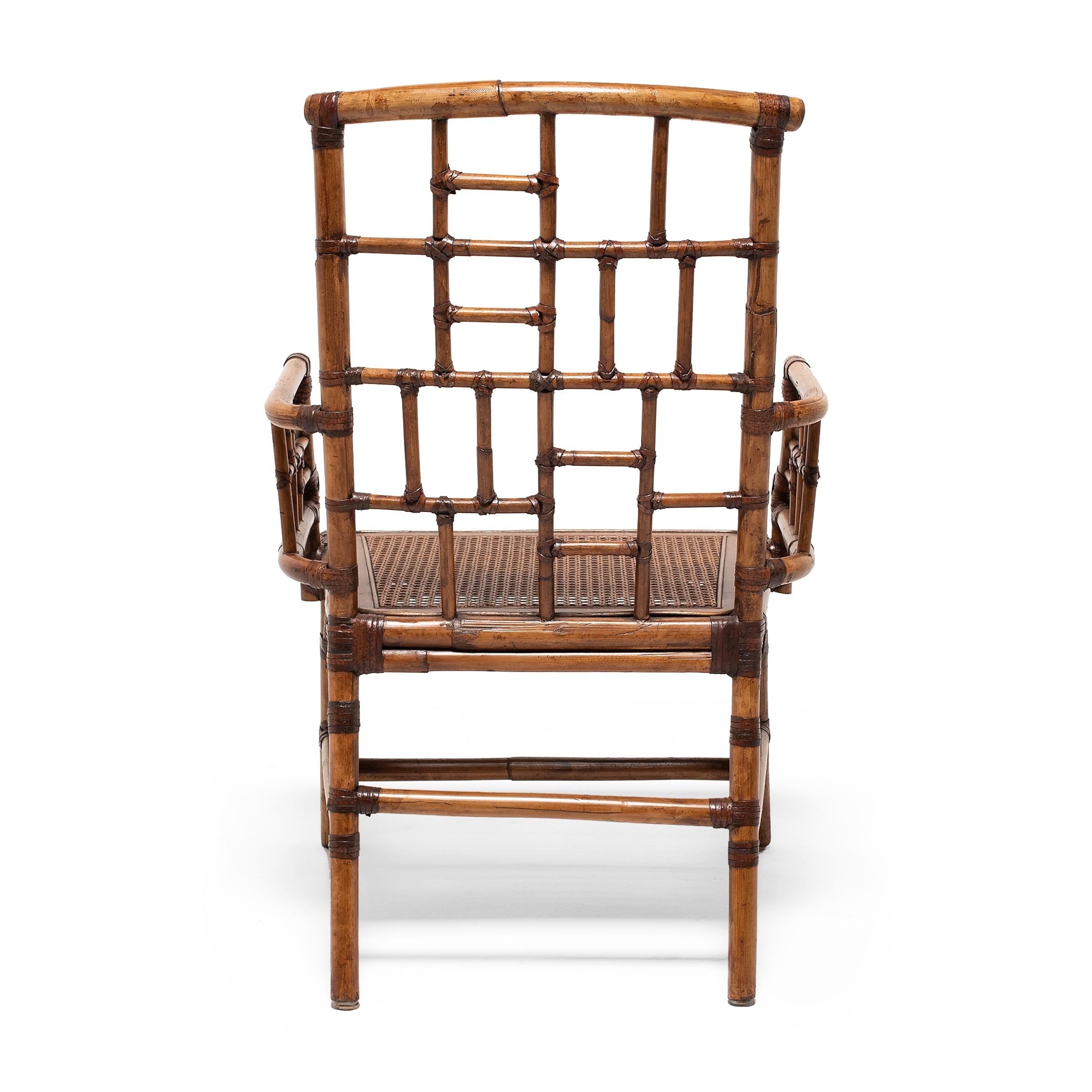 20th Century Pair of Tall Back Bamboo Chairs
