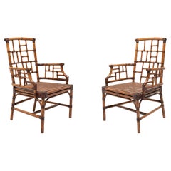 Pair of Tall Back Bamboo Chairs