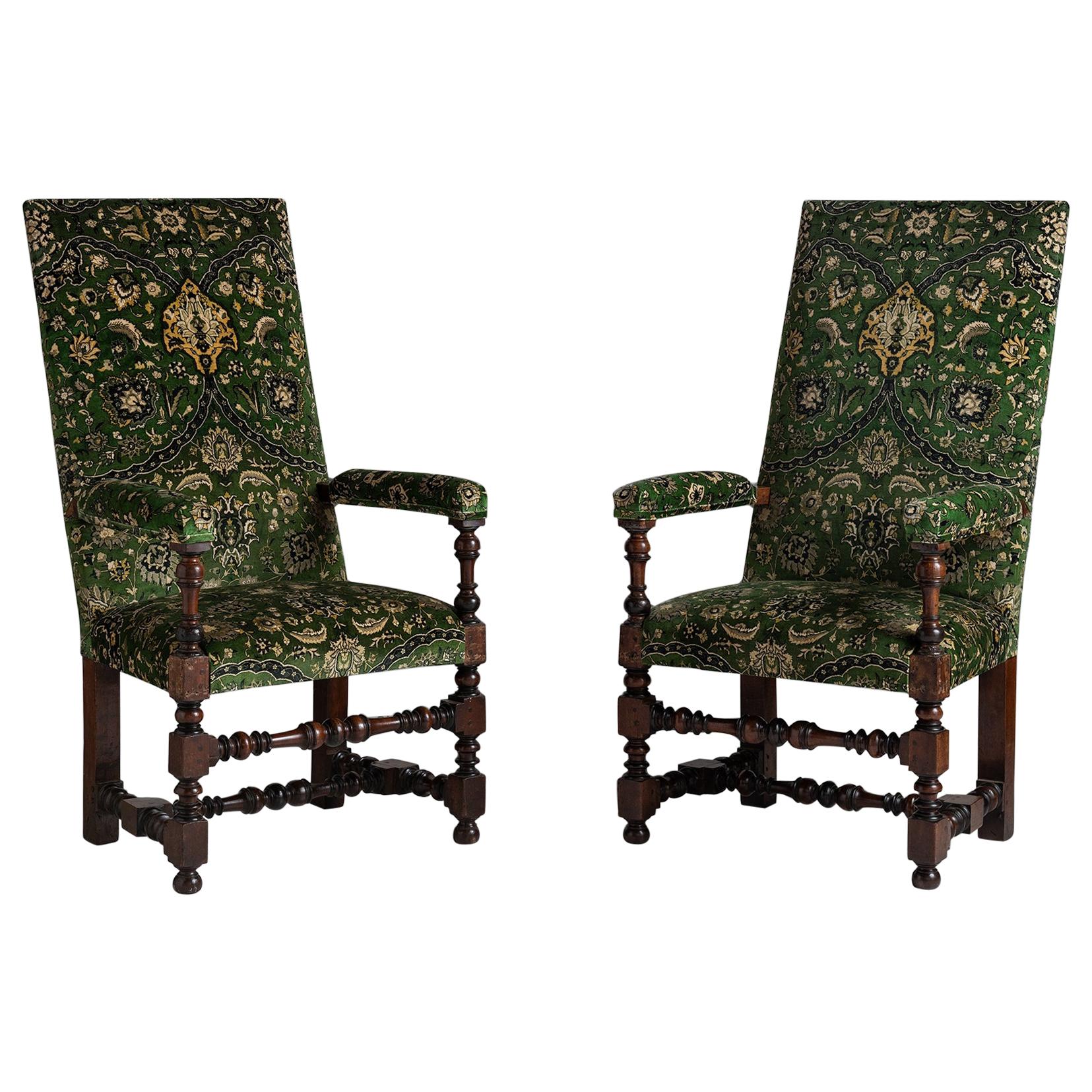 Tall Back Mahogany Chairs in 100% Cotton Velvet from House of Hackney 