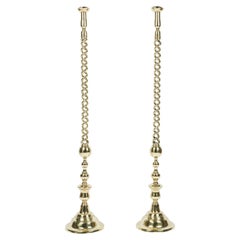 Pair of tall barley twist candlesticks