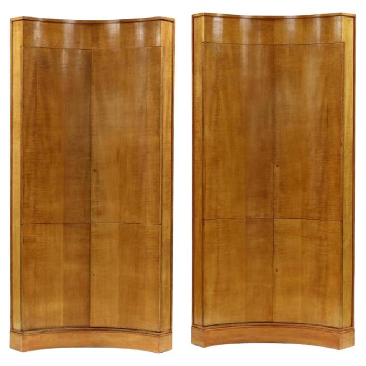 Pair of Tall Biedermeier Corner Cabinets designed by Karl Bock 1930s For Sale
