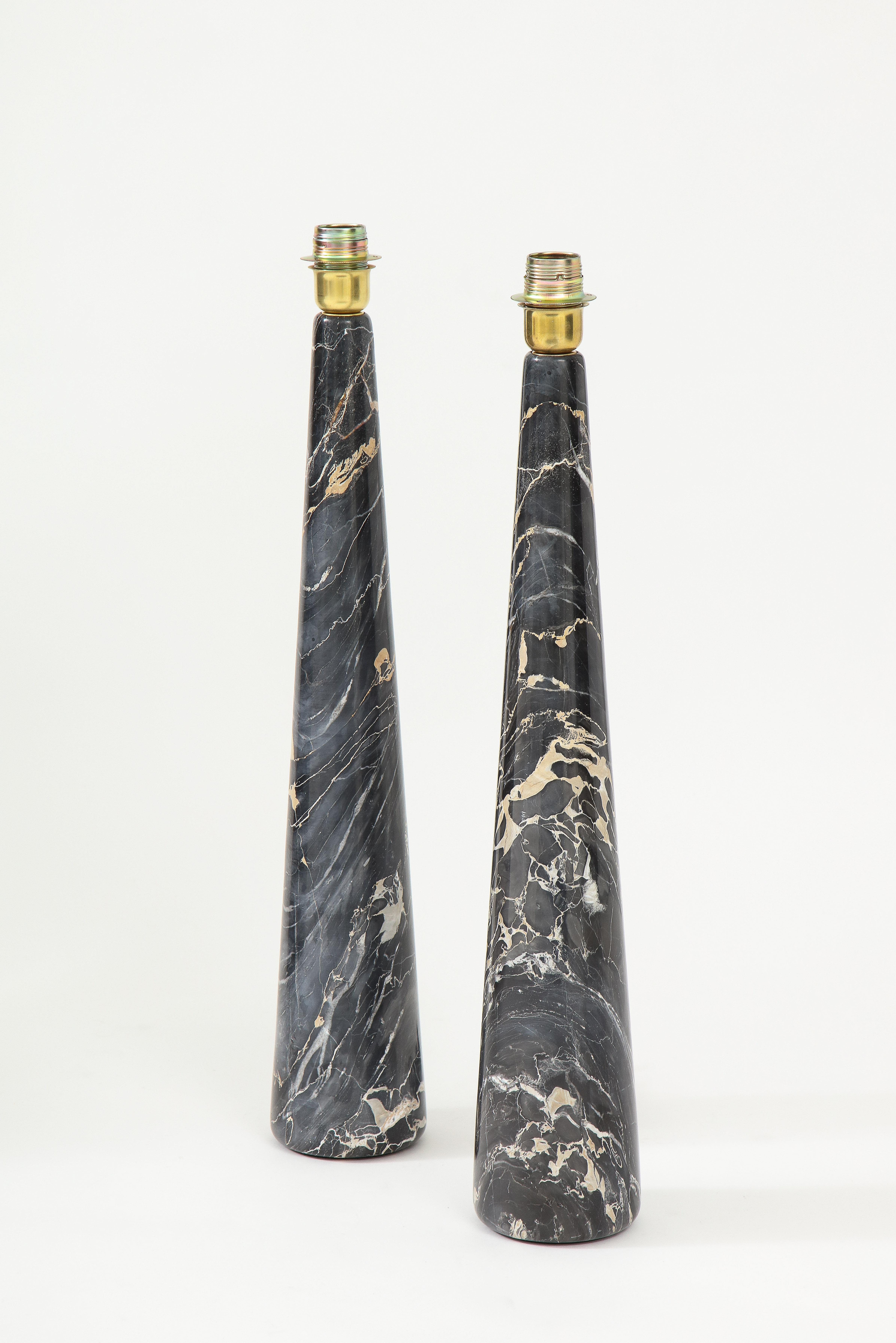 Italian Pair of Tall Black and Light Gold 