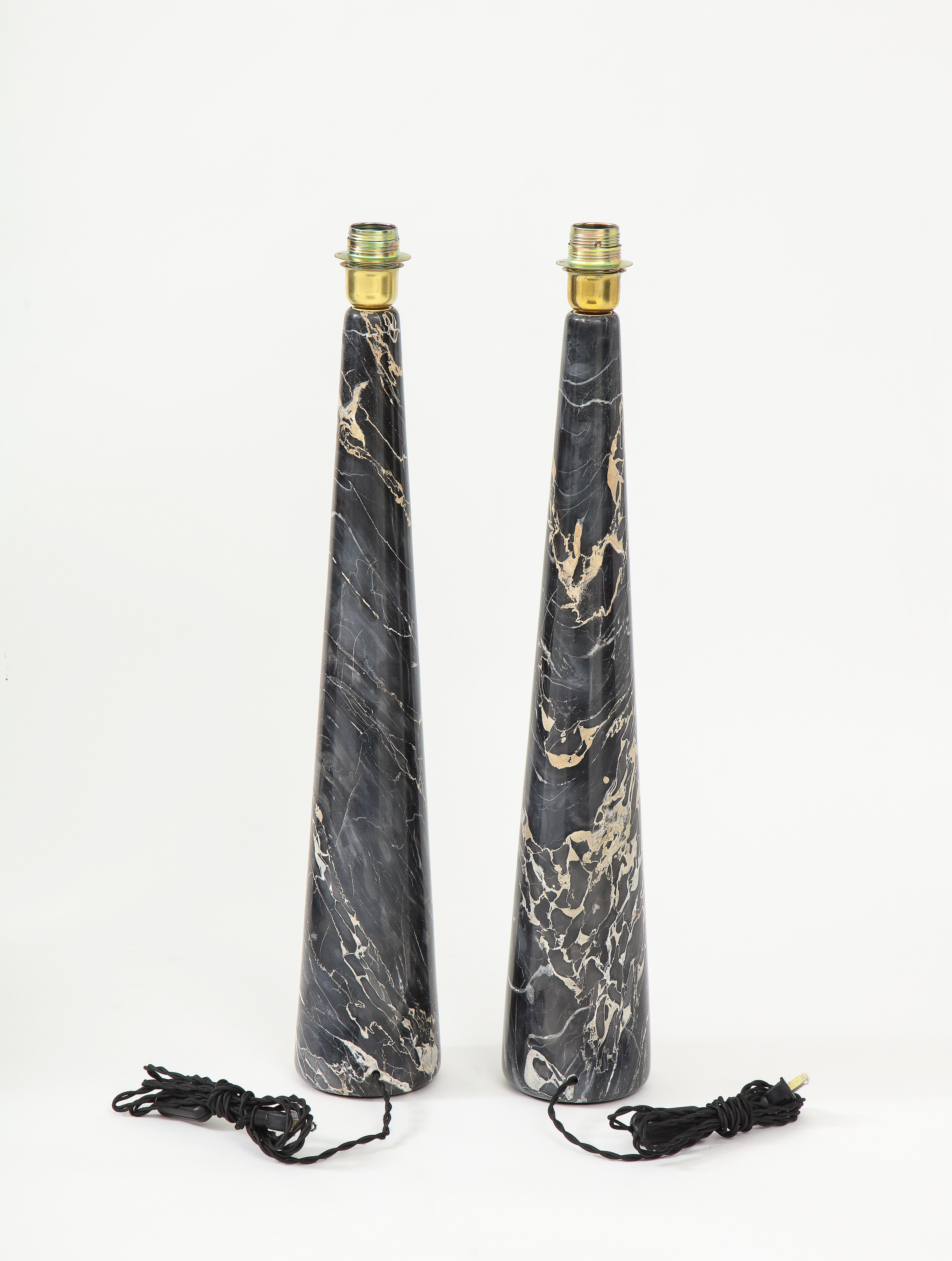 Pair of Tall Black and Light Gold 