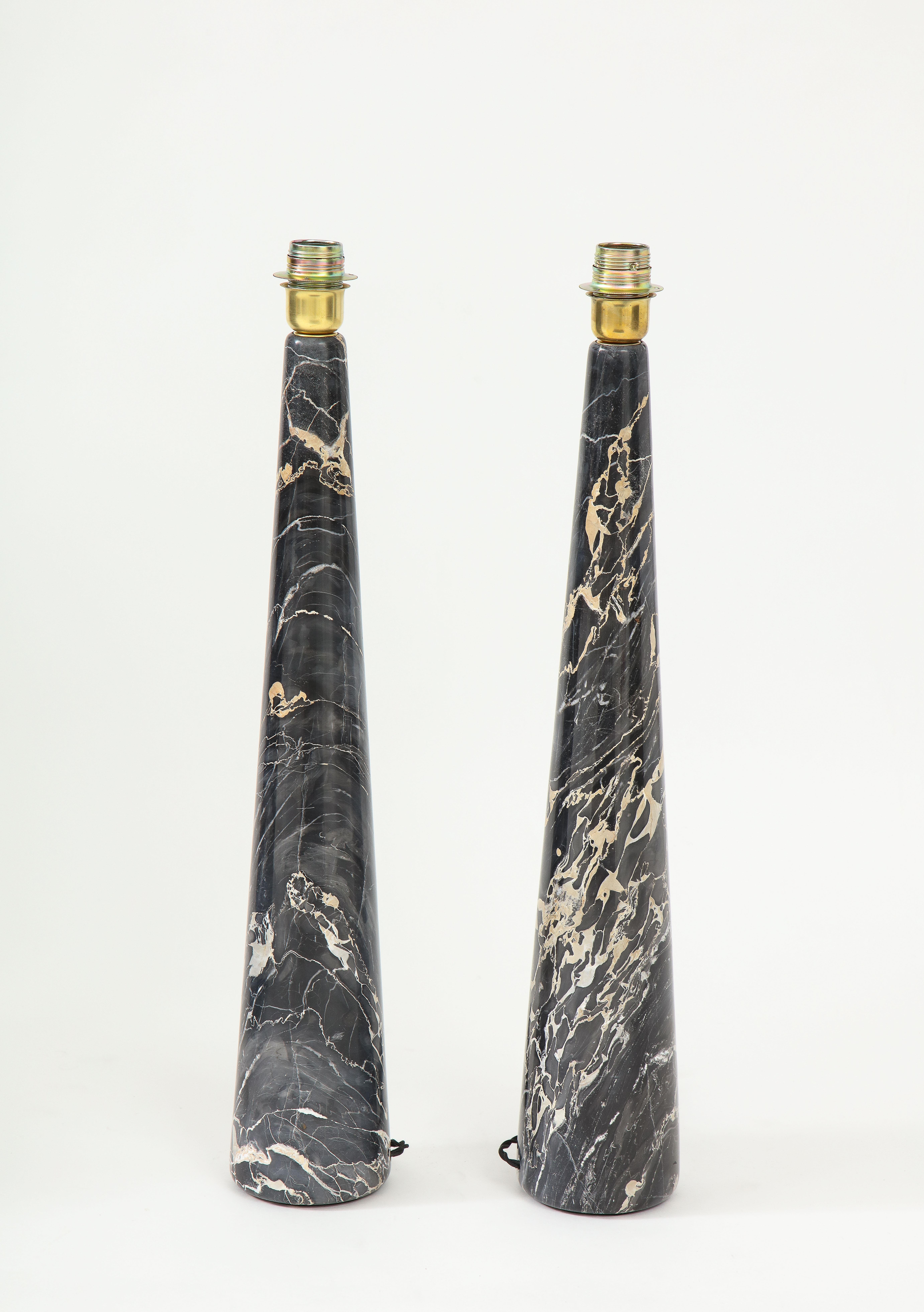 Late 20th Century Pair of Tall Black and Light Gold 