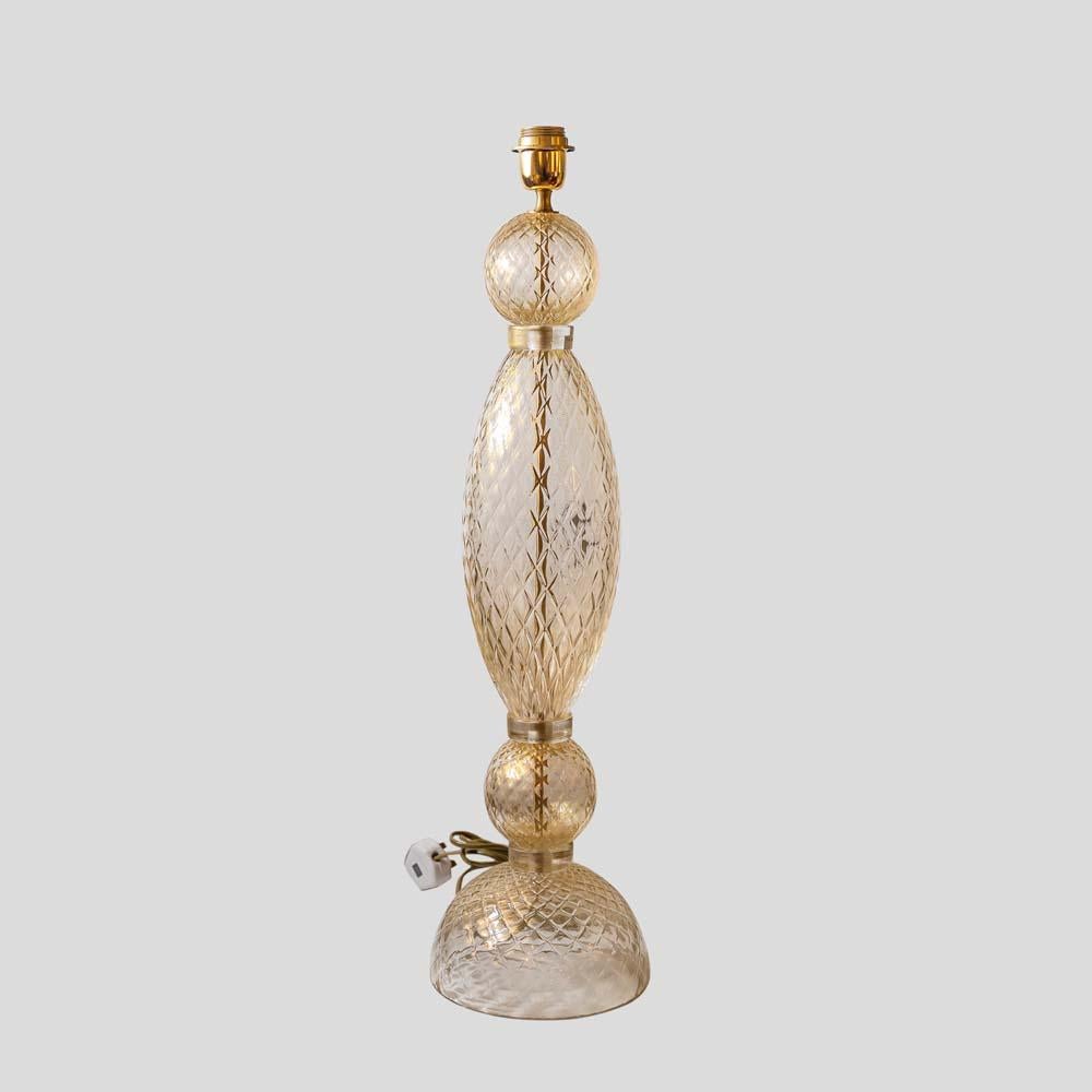 Pair of tall blown clear glass with gold inclusion table lamps by Alberto Dona In Good Condition For Sale In London, GB