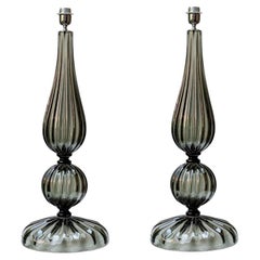 Pair of tall Blown Murano glass table lamps by Alberto Dona Pair of tall Blown Murano glass table lamps by Alberto Dona