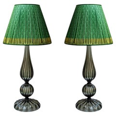 Pair of tall Blown Murano glass table lamps by Alberto Dona