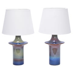 Pair of Tall Blue Danish Mid-Century Modern Table Lamps by Soholm Model 1070
