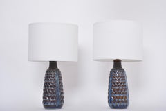 Pair of Tall Blue Mid-Century Modern Table Lamps by Einar Johansen for Soholm
