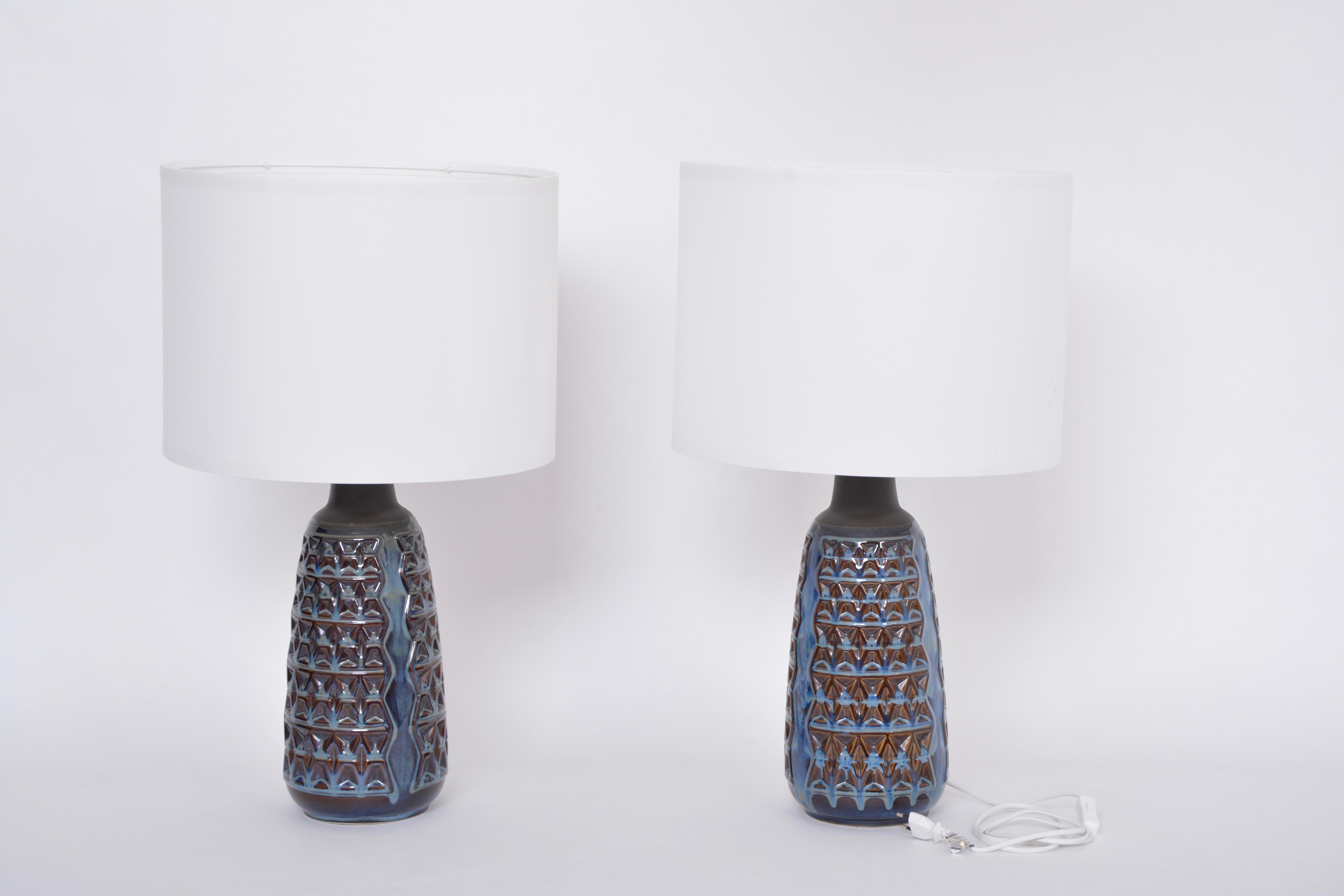 Pair of Tall Blue Mid-Century Modern Table Lamps by Einar Johansen for Soholm 2